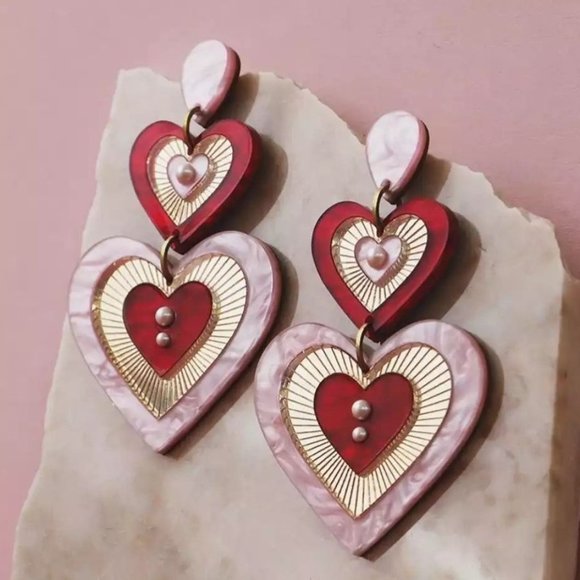 Zara Jewelry - Heart earrings red valentine's day hearts valentine love jewelry